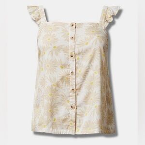 NWT torrid sunflower truffle strap button up cami tank
